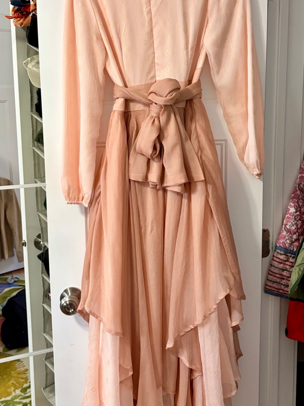 Ivy City Co Wanderlust Peach Blush Long Sleeve Layered Cottage Core Dress - Picture 4 of 6